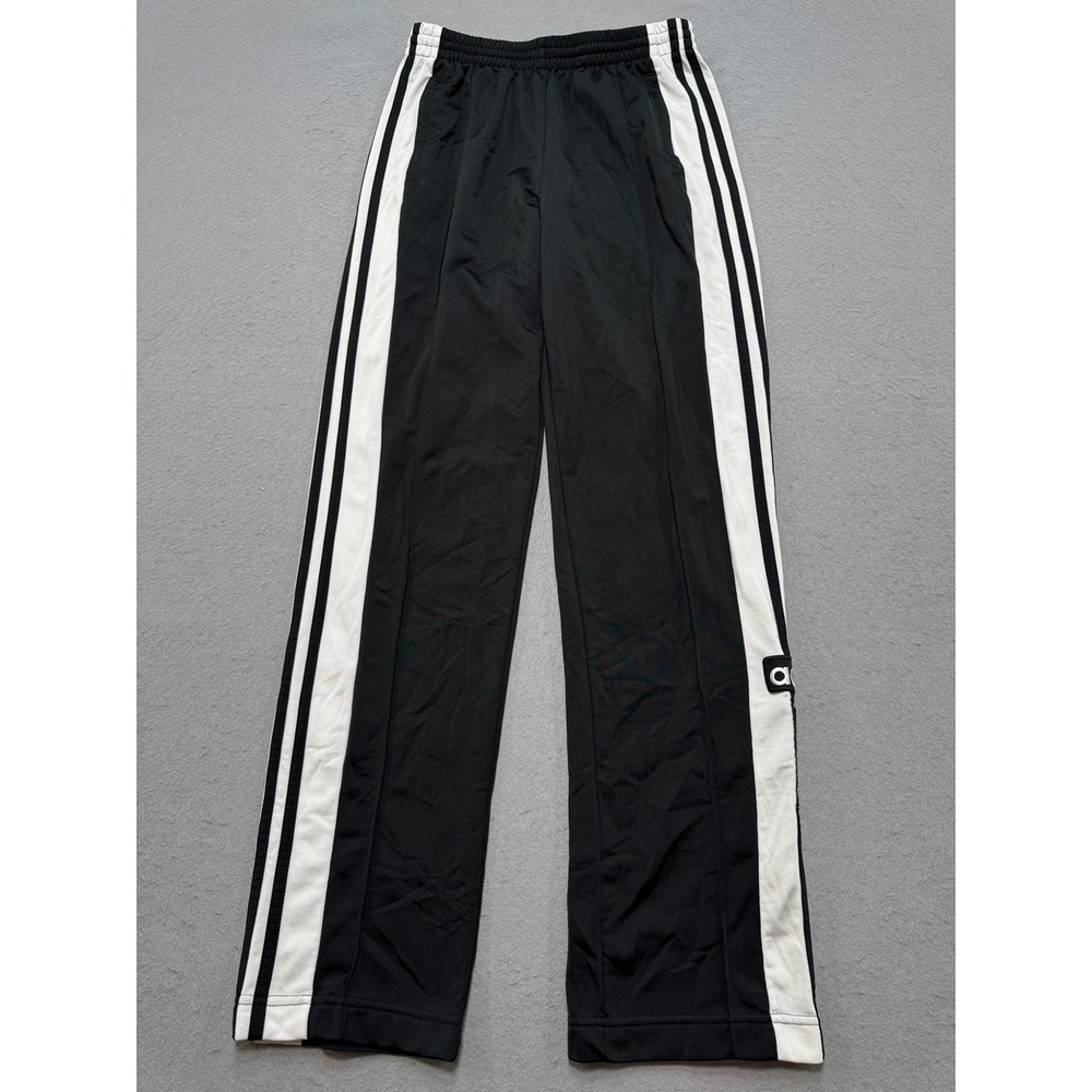 adidas Black and White Track Pants with Side Stripes